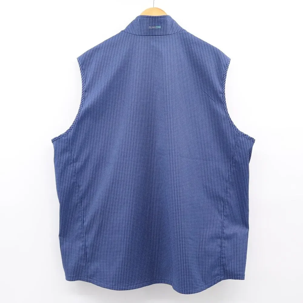 Tommy Bahama Sz XL Windbreaker Vest Blue Zip Lightweight Pocket Golf Performance